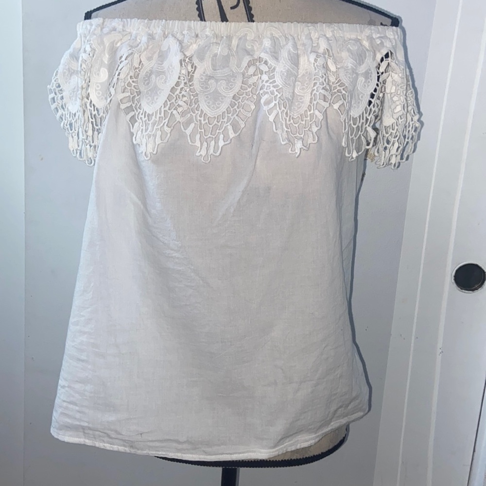 Merona- worn white lace shirt, size small